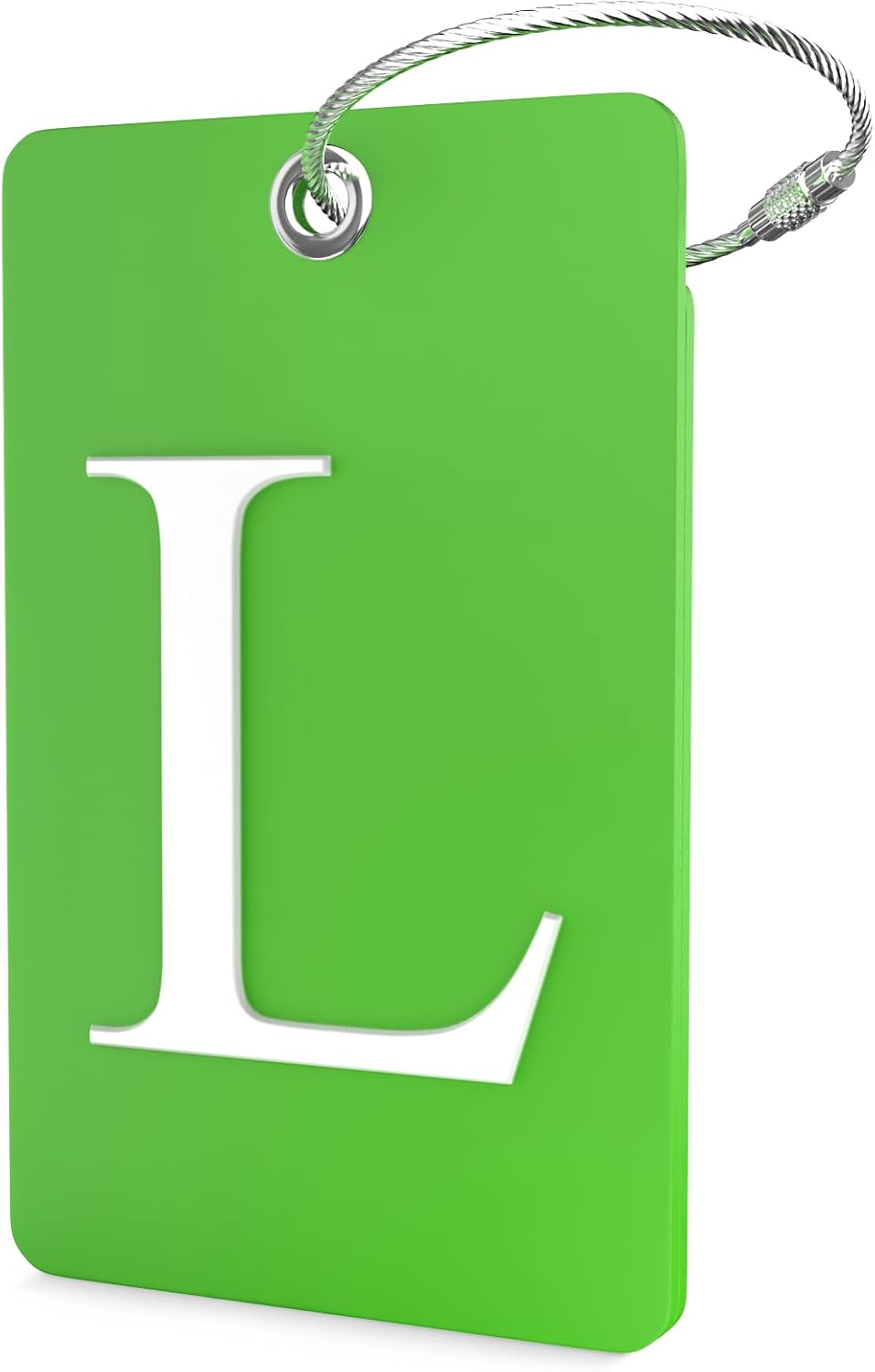 Shacke Luggage Tag for Suitcases – Initial Letter L, Bendable (Green)