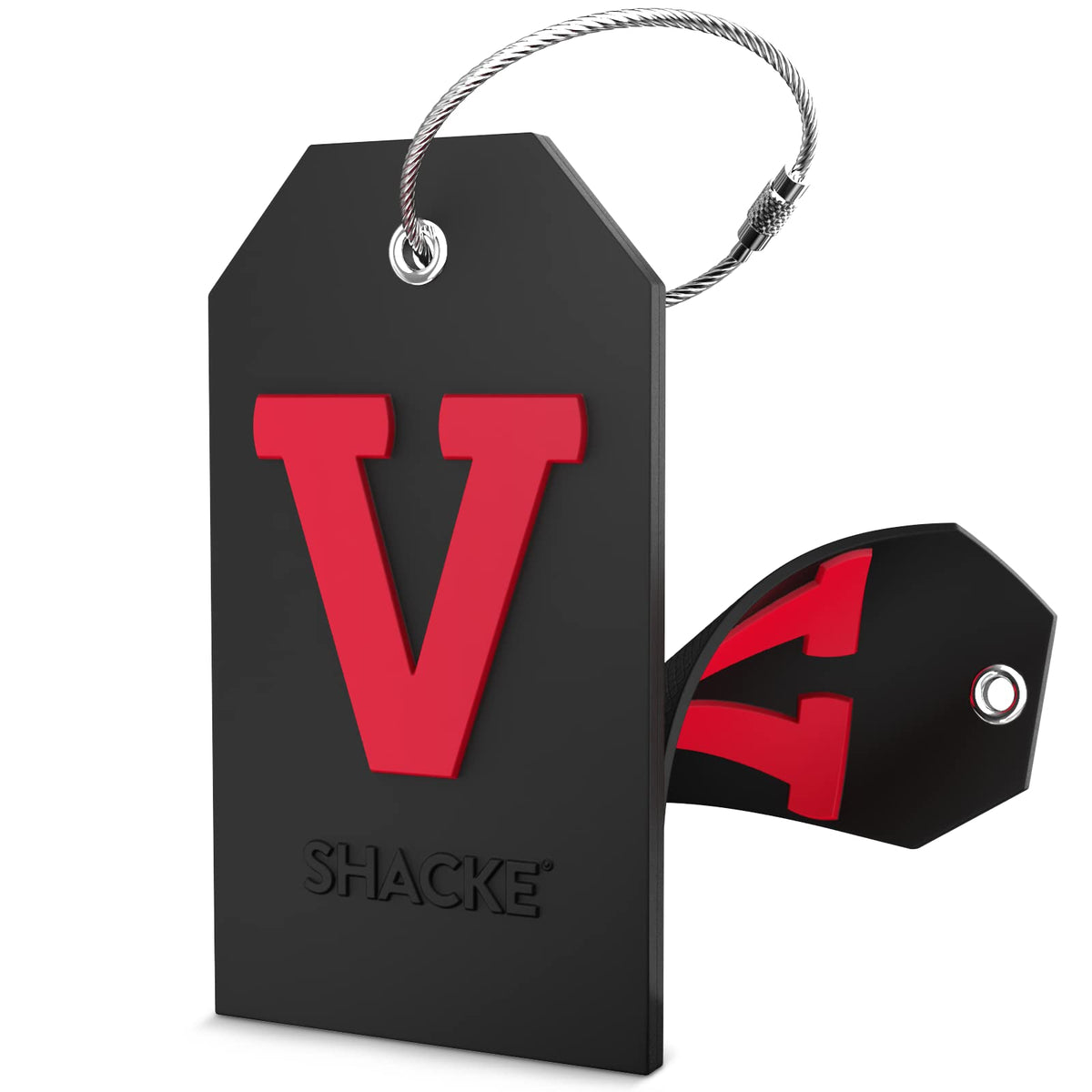 Shacke Initial Luggage Tag with Privacy Cover & Steel Loop (Aqua Teal, P)