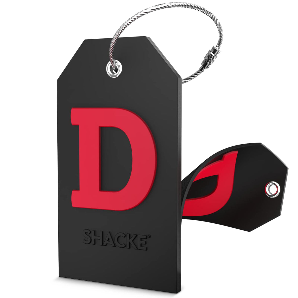 Shacke Initial Luggage Tag with Privacy Cover & Steel Loop (Aqua Teal, P)
