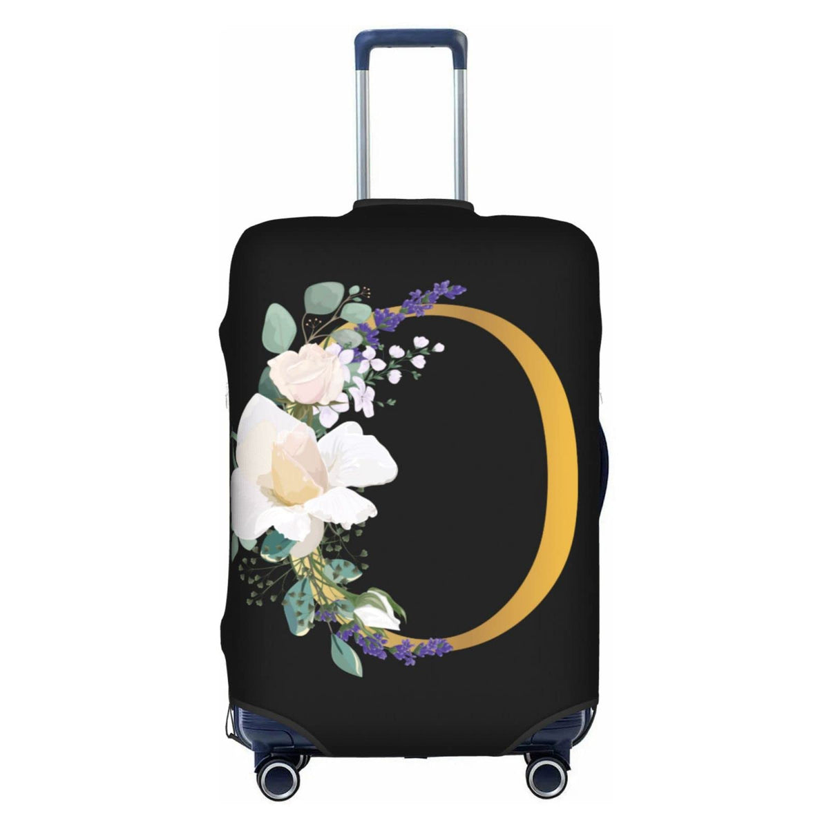 Flower Lette M Black Luggage Cover Elastic Washable Stretch Suitcase Protector Travel Suitcase Cover for Kid and Adult XL (29-32 inch suitcase)