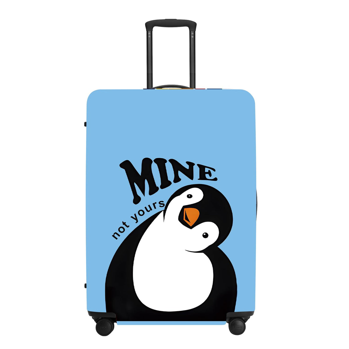 Cute Penguin "Mine" Luggage Cover Set, Cartoon Animal Print Waterproof Suitcase Protector, Travel Accessories