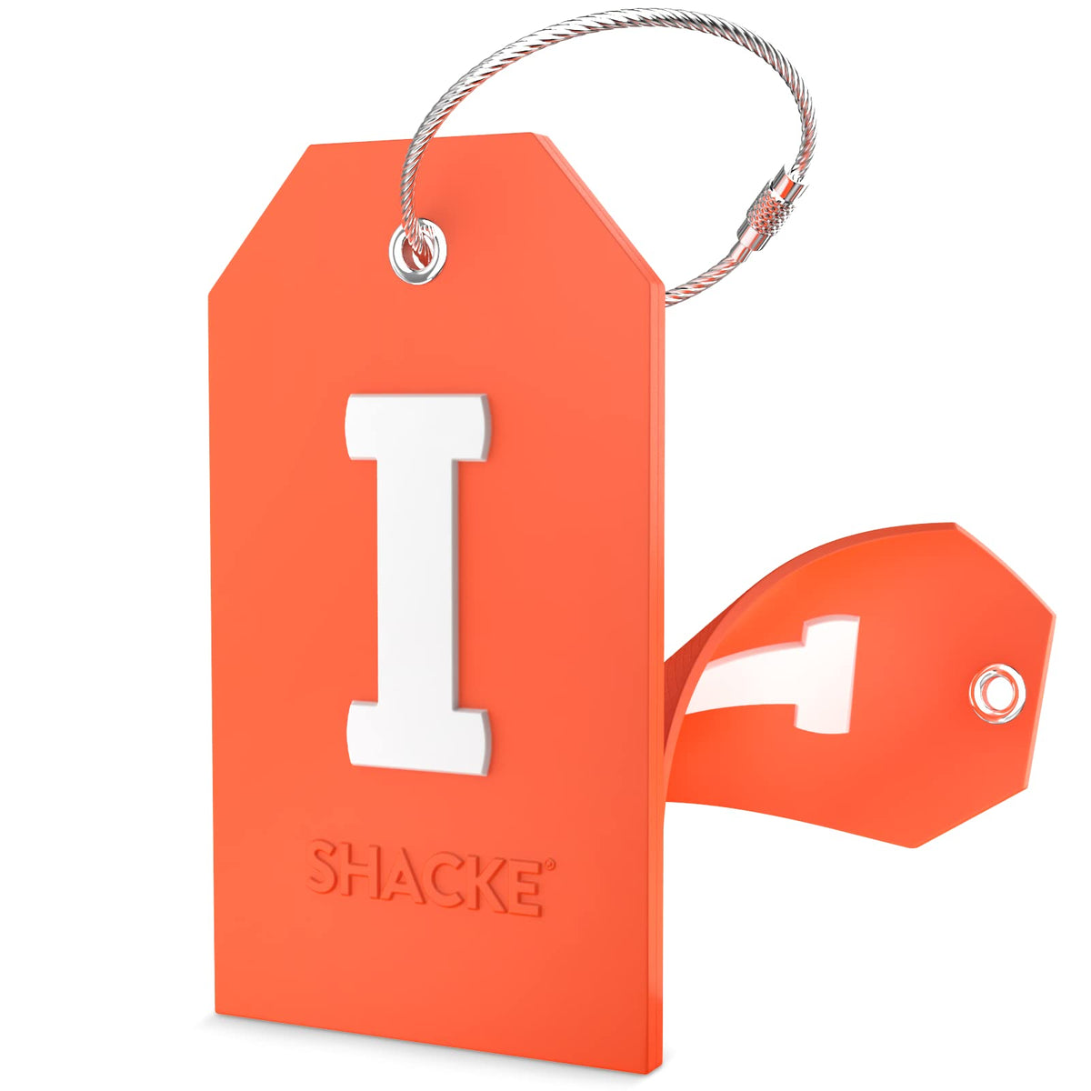 Shacke Initial Luggage Tag with Privacy Cover & Steel Loop (Aqua Teal, P)