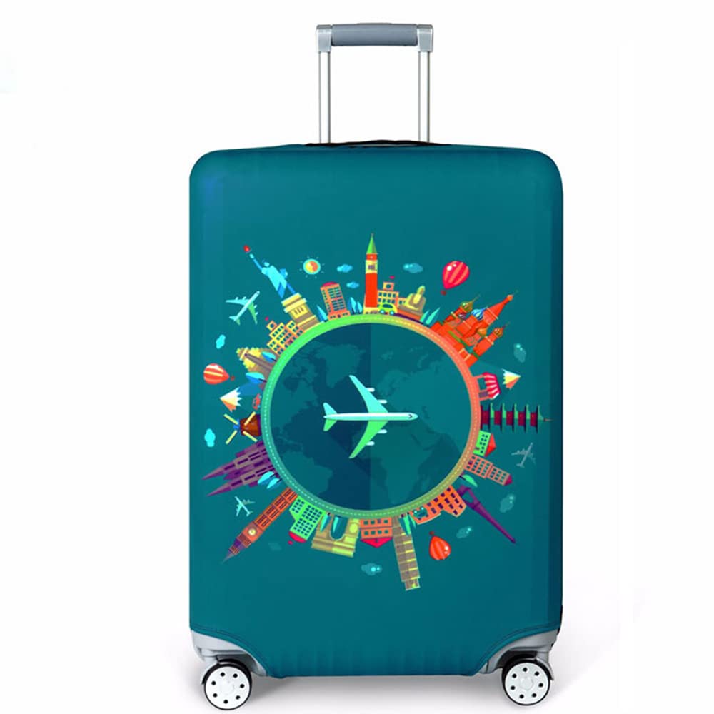 MosaiRudo Thicker Luggage Cover Elastic Suitcase Cover Protector Fits 18-32 Inch Suitcase Travel Accessories (World Map, M)