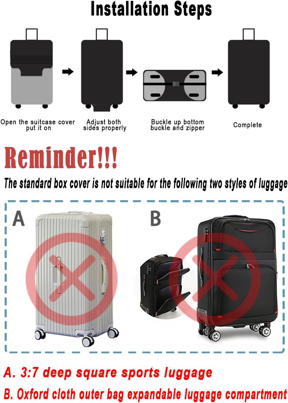KirGiabo Suitcase Covers for Luggage Luggage Cover Protector,Black,S