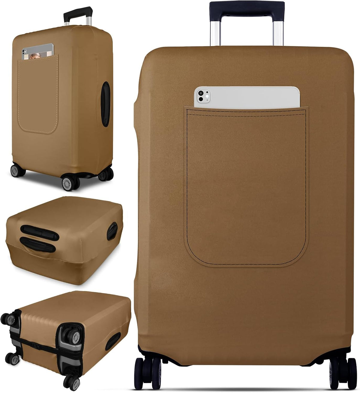 Slohif Luggage Cover for Suitcase Tsa Approved Protector - Luggage Sleeve Suit Case Cover Travel Stretch Large Baggage Case Protective Washable Fit 21-23 Inch Brown