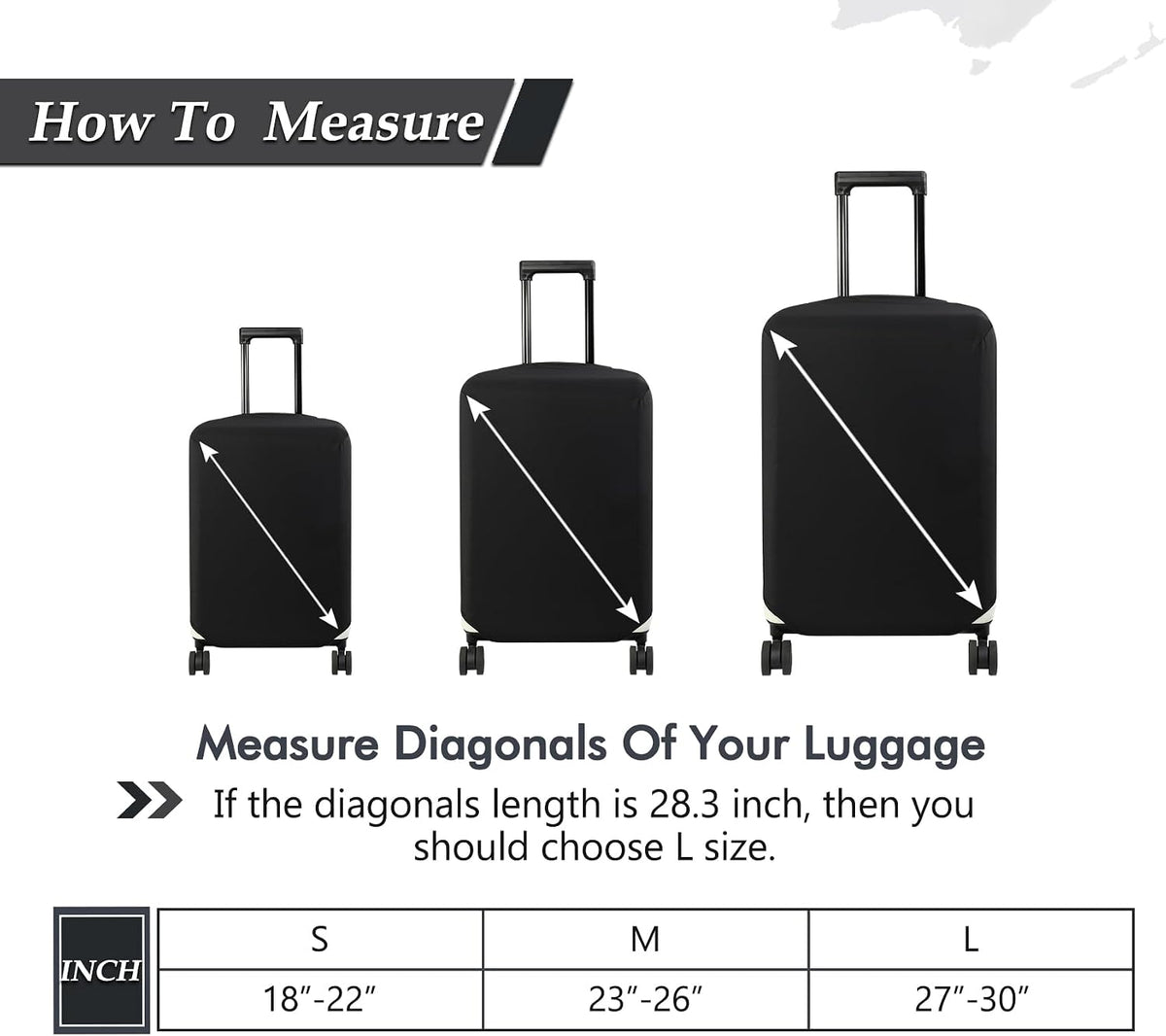 HYPER VENTURE Suitcase Cover Set 3 Pieces Fits 18-30 Inch Luggage, S/M/L