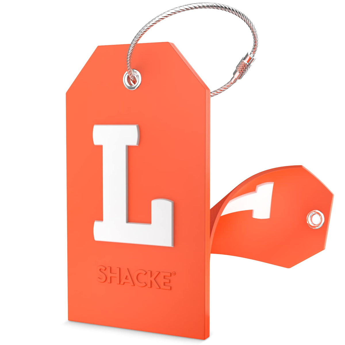 Shacke Initial Luggage Tag with Privacy Cover & Steel Loop (Aqua Teal, P)