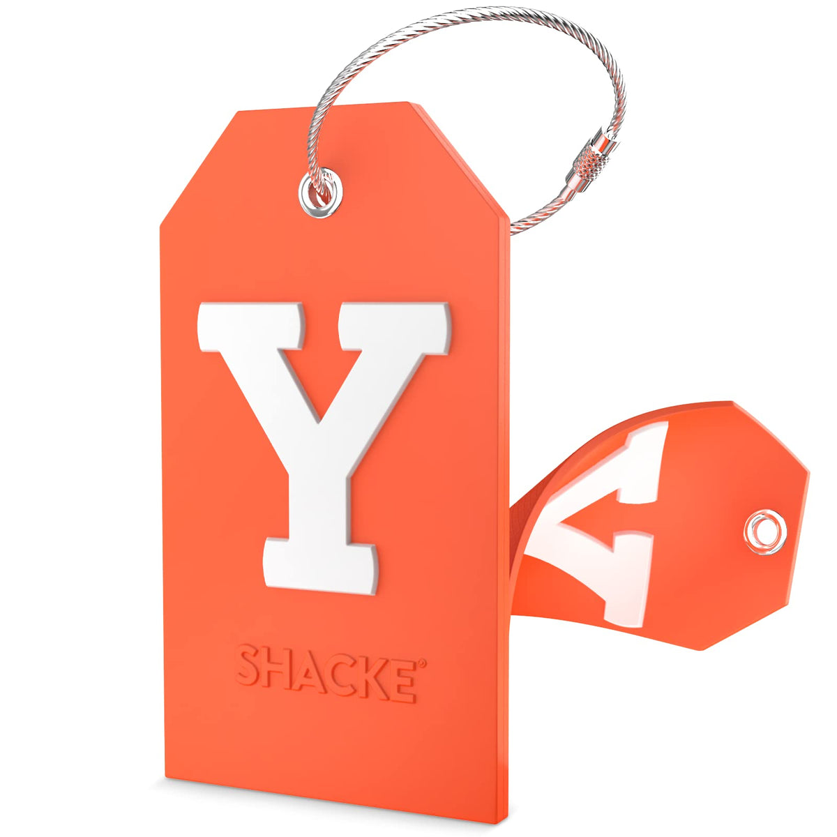 Shacke Initial Luggage Tag with Privacy Cover & Steel Loop (Aqua Teal, P)