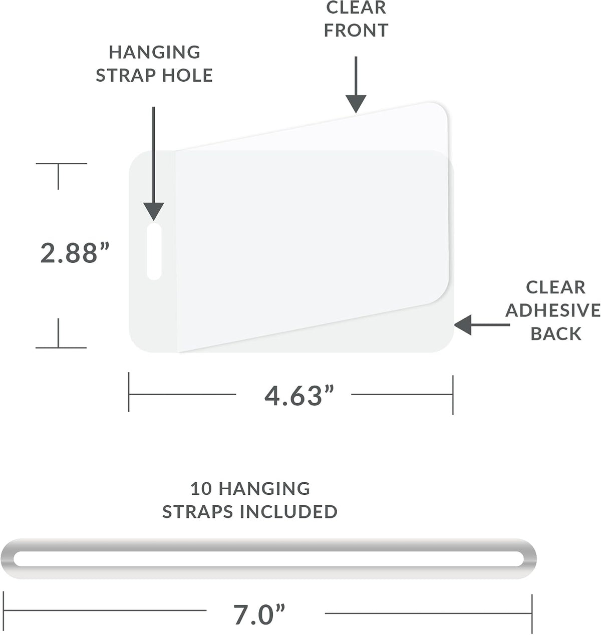 C-Line Cleer Adheer Luggage Tags w/Straps, Clear, 10 Pack (65107)