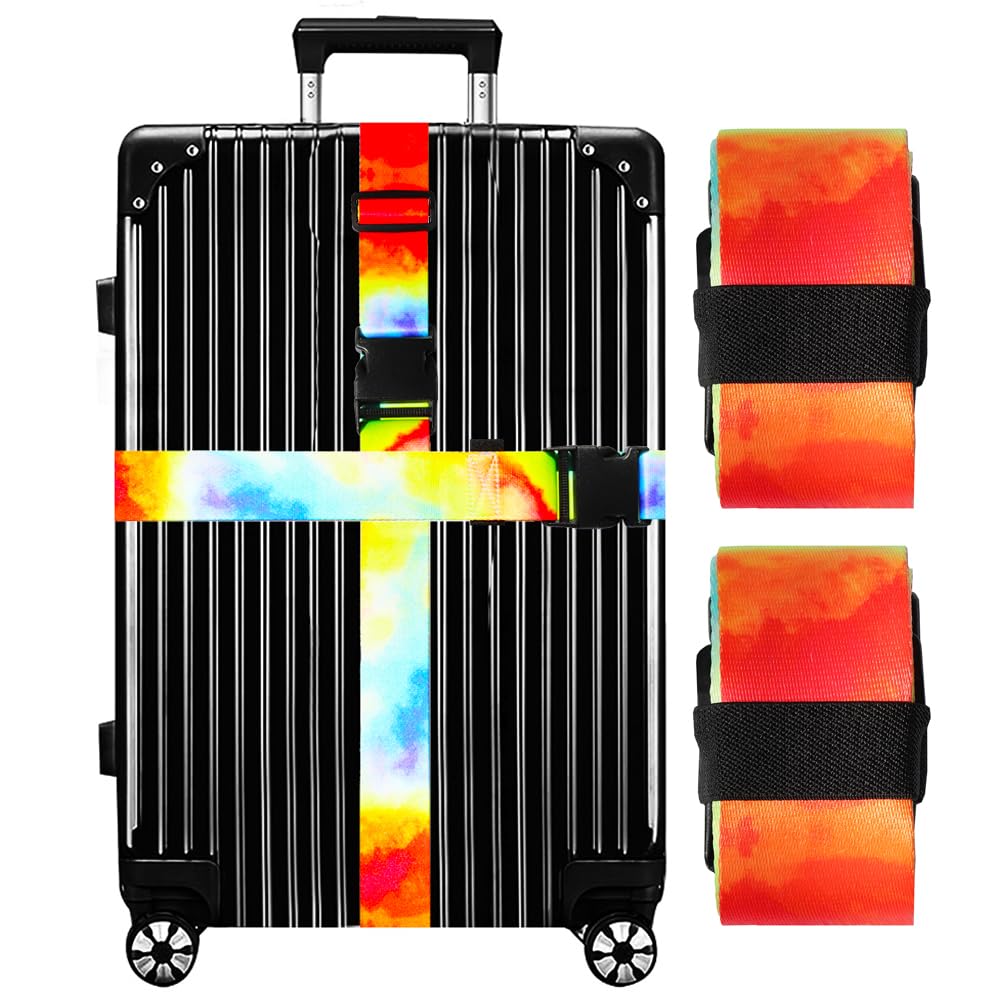 Luggage Straps for Suitcases TSA Approved-2 Pack Bright Personalized Luggage Belt Strap for Suitcase/Carry On Bag Luggage Accessories for Travel (Gradient)
