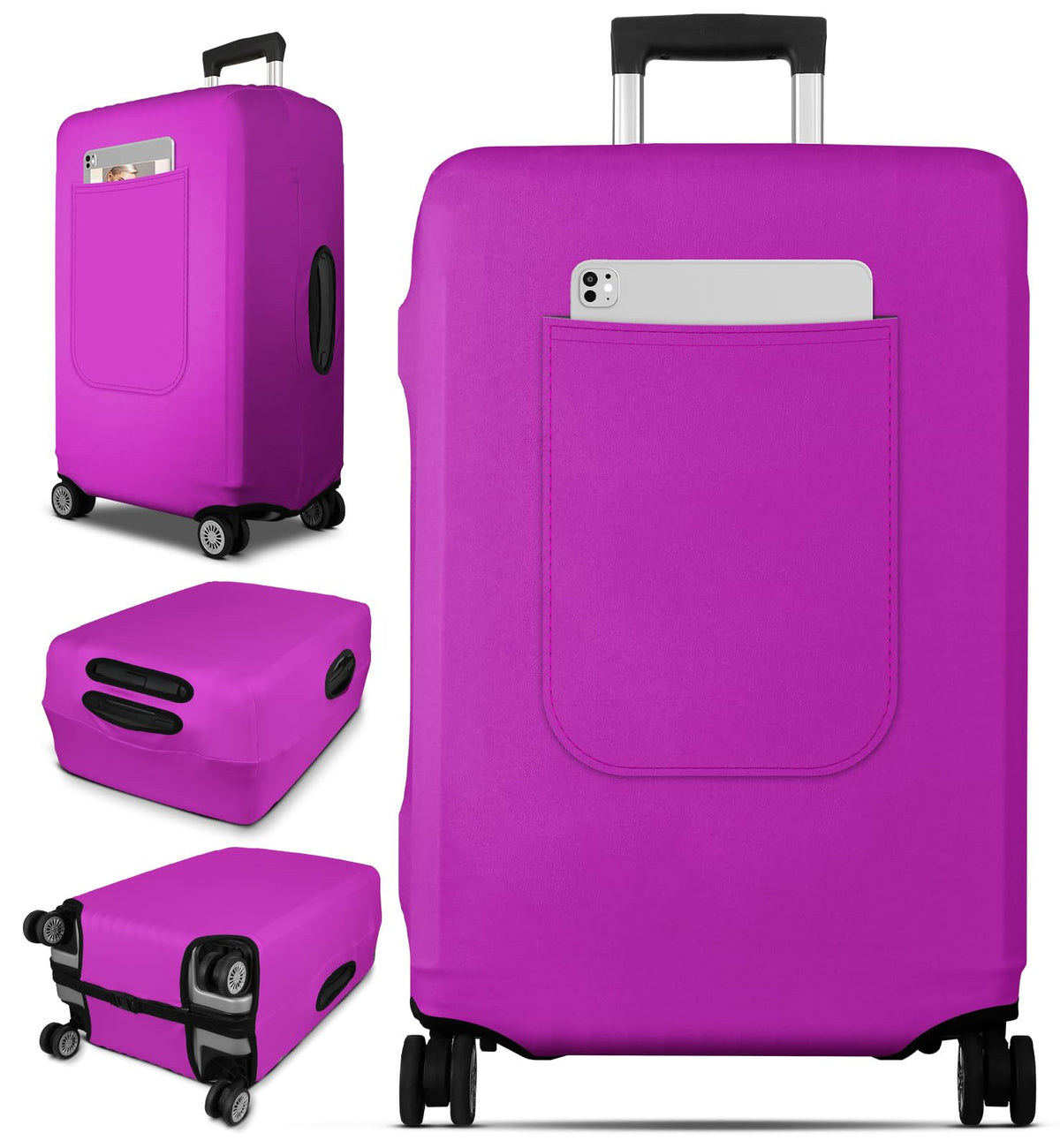 Slohif Luggage Cover for Suitcase Tsa Approved Protector - Luggage Sleeve Suit Case Cover Travel Stretch Large Baggage Case Protective Washable Fit 28-30 Inch Black