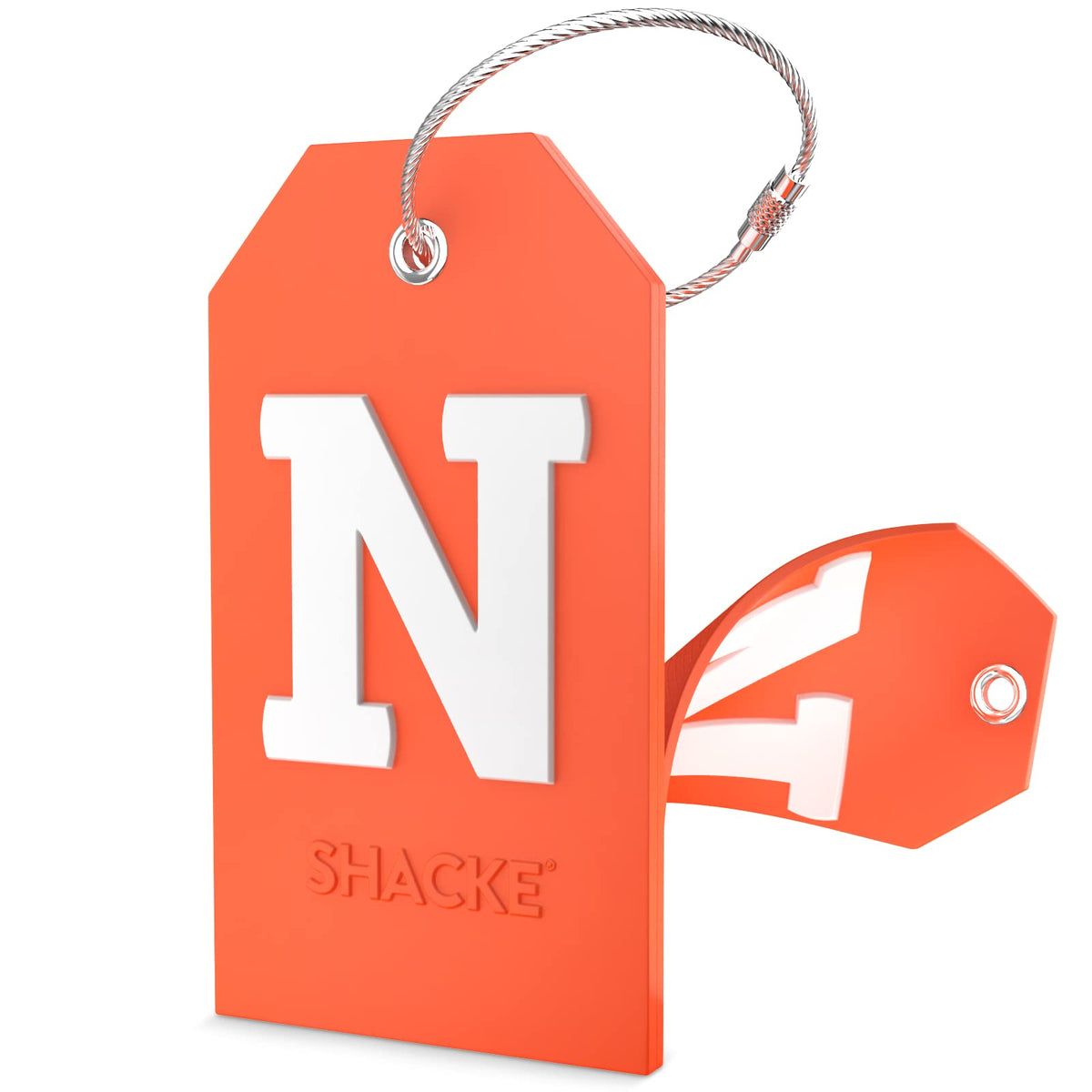Shacke Initial Luggage Tag with Privacy Cover & Steel Loop (Aqua Teal, P)