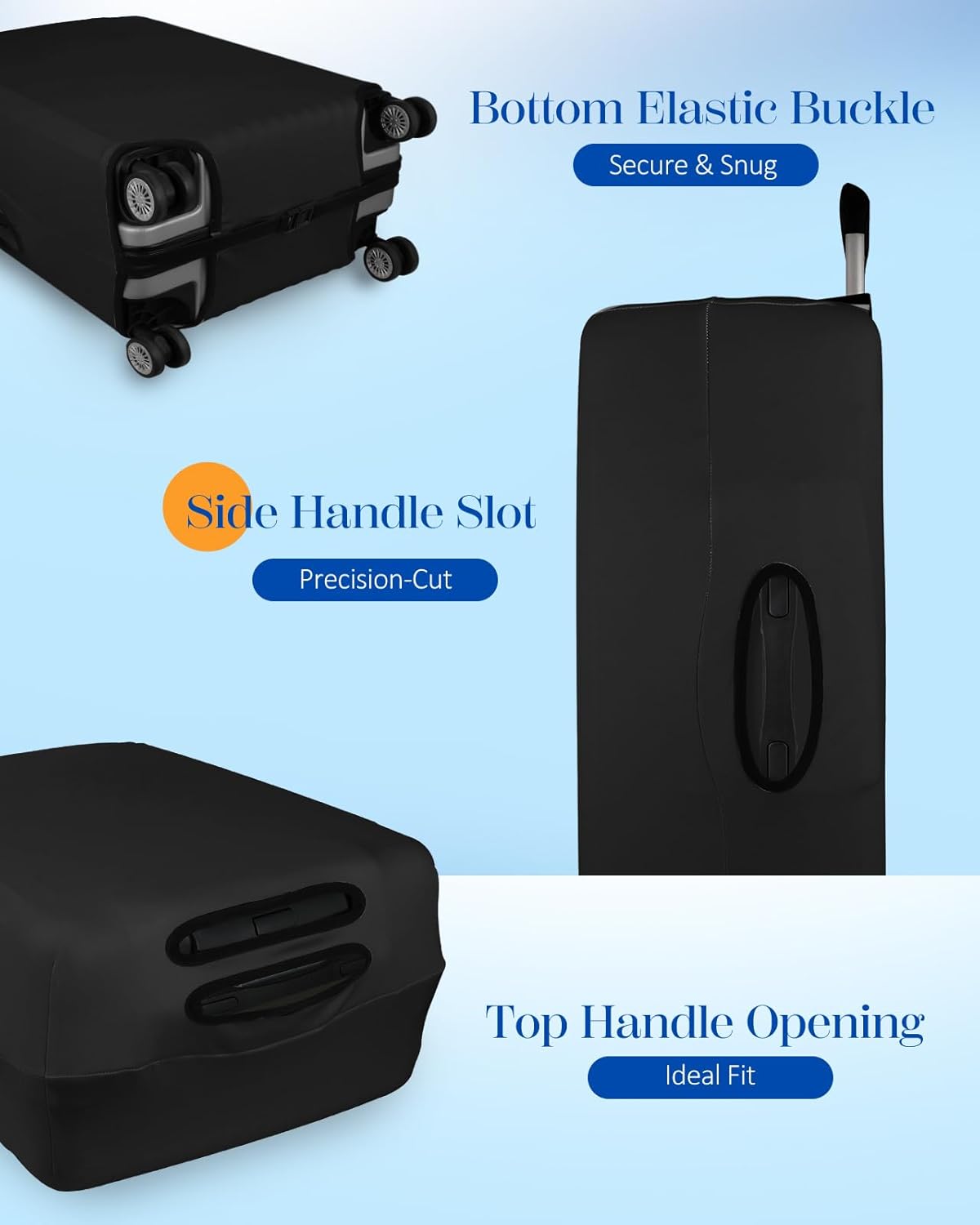 Slohif Luggage Cover for Suitcase Tsa Approved Protector - Luggage Sleeve Suit Case Cover Travel Stretch Large Baggage Case Protective Washable Fit 28-30 Inch Black