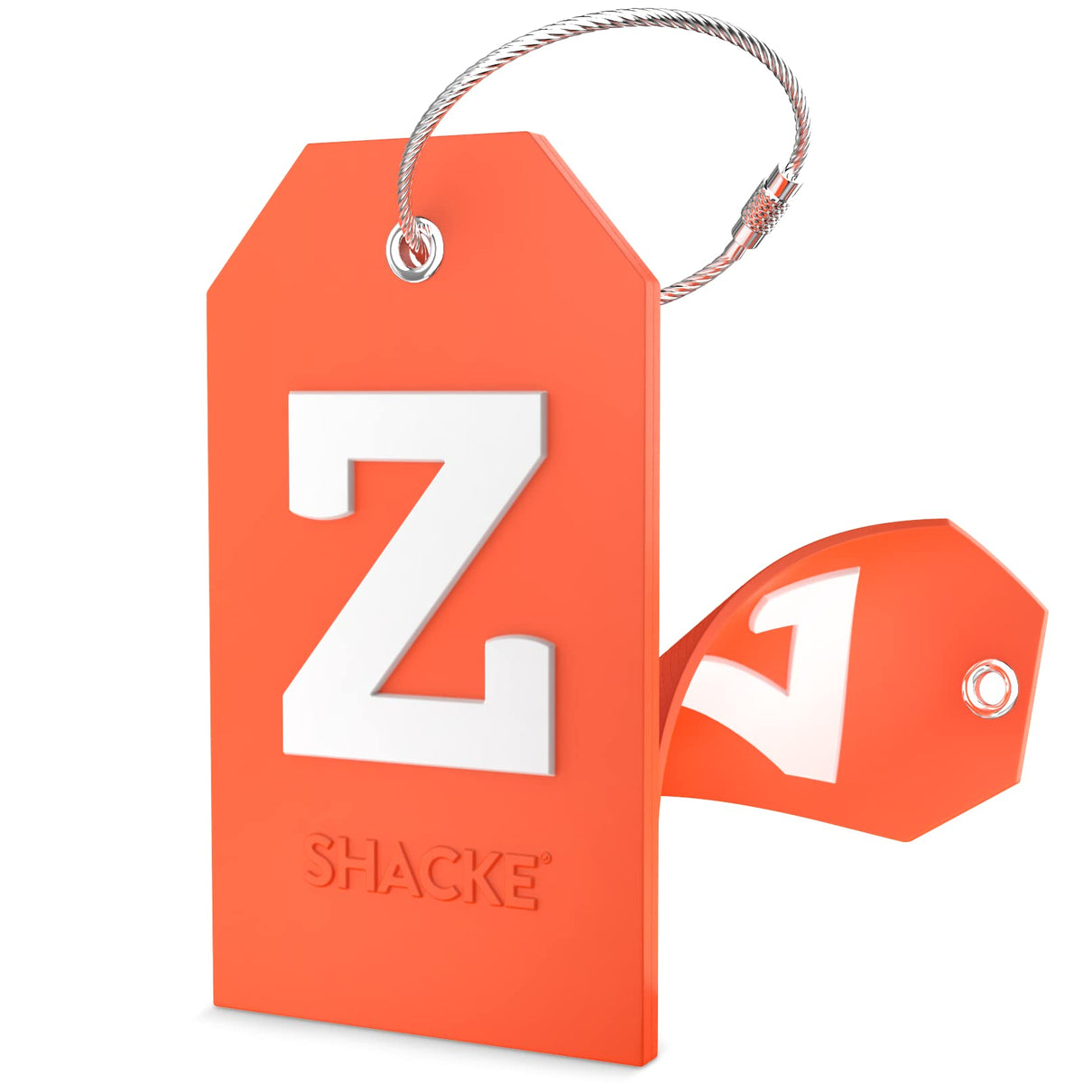 Shacke Initial Luggage Tag with Privacy Cover & Steel Loop (Aqua Teal, P)