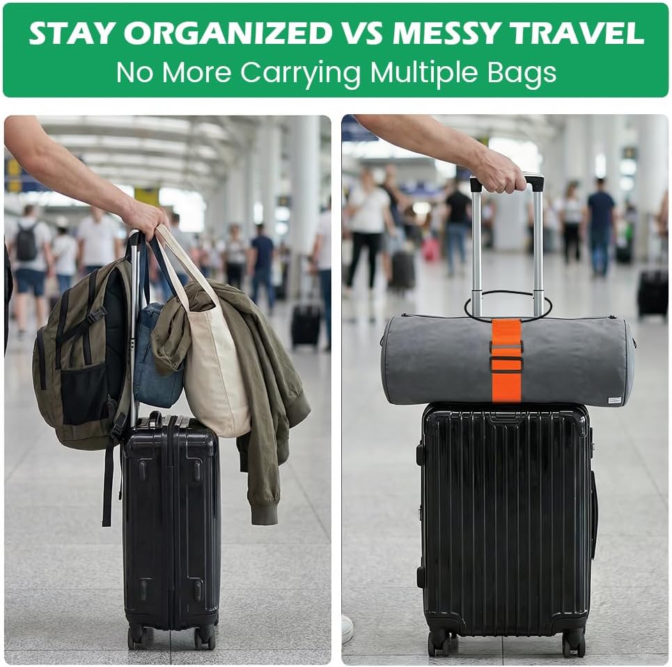 7 Pack Multi Use Adjustable Luggage Connector Straps, Strong Sturdy Elastic Durable Straps,Waterproof Hands-Free Travel Essential for Multiple Suitcases, Secure Stacking, Add-a-Bag