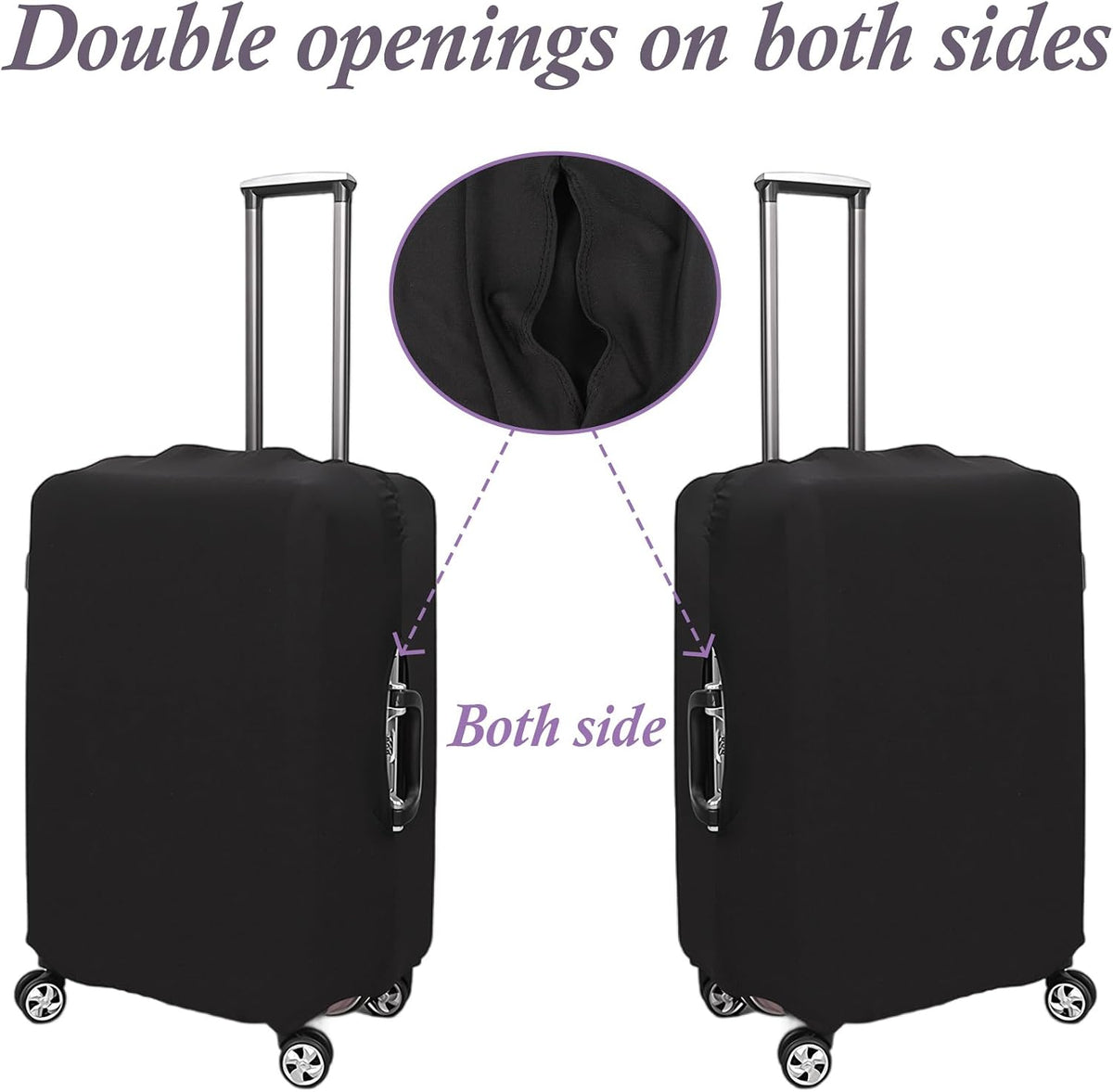 Klmnop 3 Pack Suitcase Covers for Luggage 18-28 Inch - Elastic, Scratch-Resistant Luggage Protectors | Washable Travel Luggage Cover Set(Black)