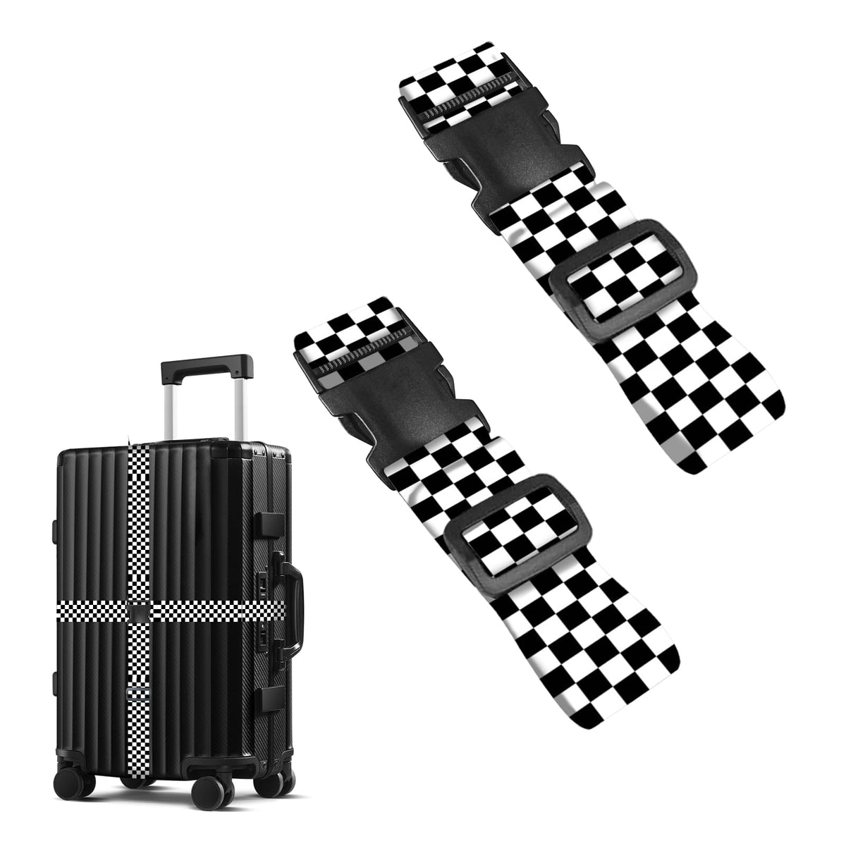 Nuxovilar Luggage Straps of 2 Set Blue Gold Fluid Art Pattern 1.96x90.5in