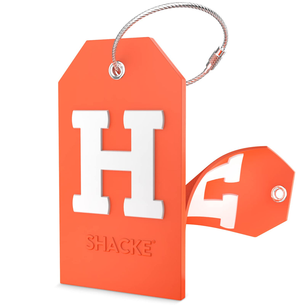 Shacke Initial Luggage Tag with Privacy Cover & Steel Loop (Aqua Teal, P)