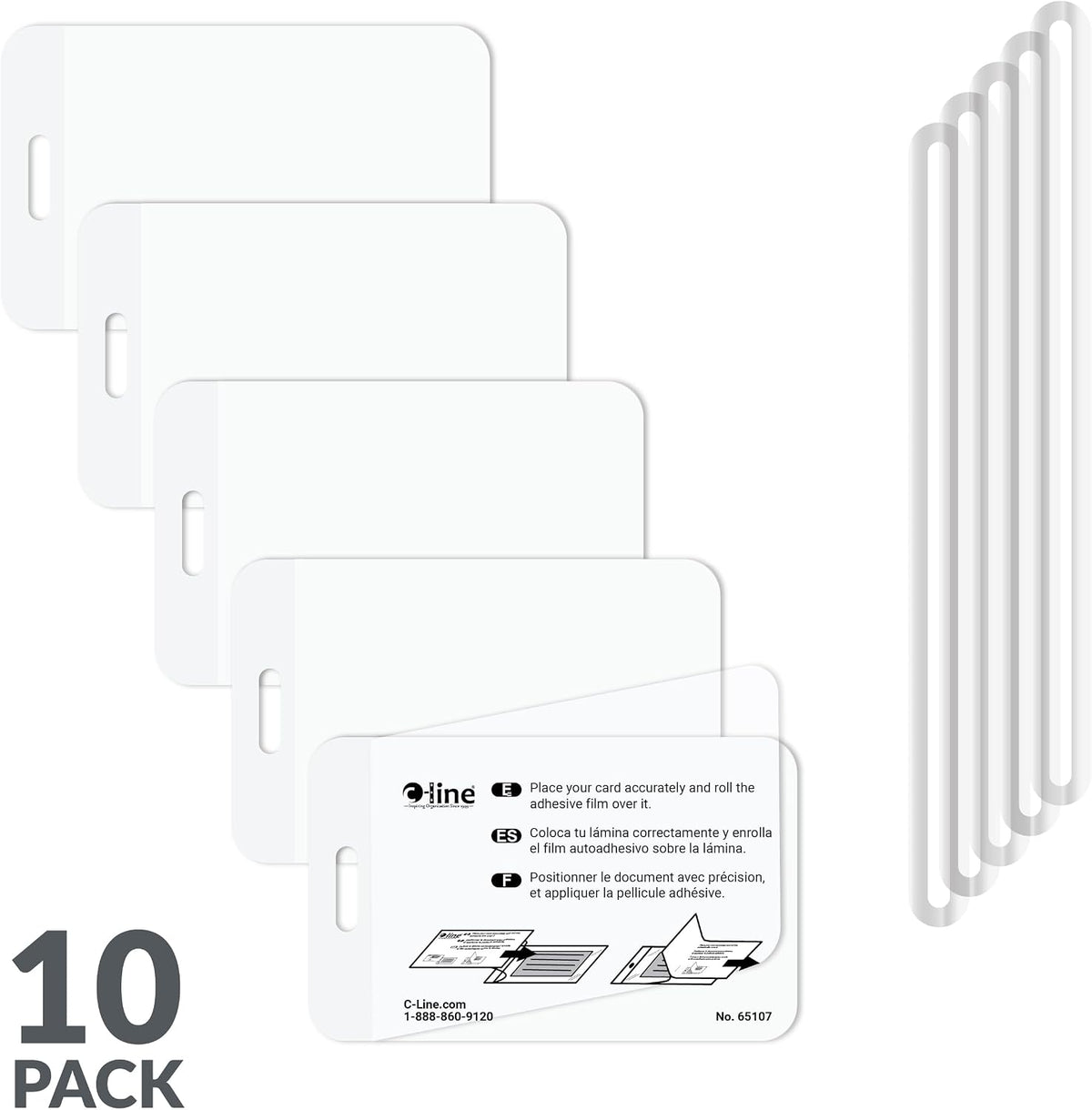 C-Line Cleer Adheer Luggage Tags w/Straps, Clear, 10 Pack (65107)