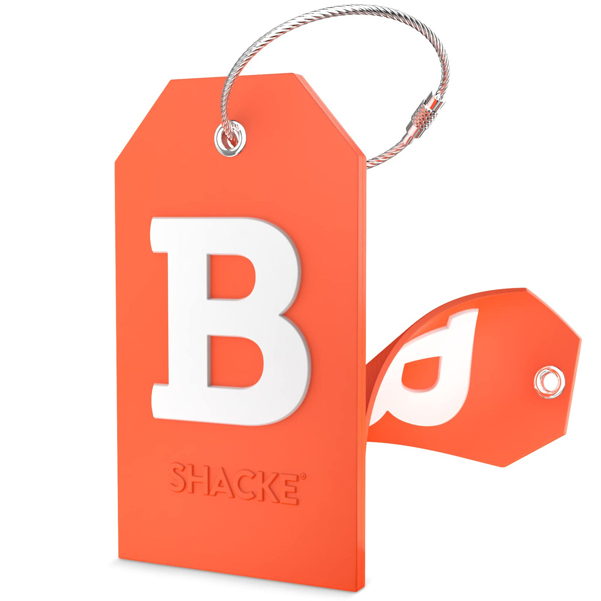 Shacke Initial Luggage Tag with Privacy Cover & Steel Loop (Aqua Teal, P)