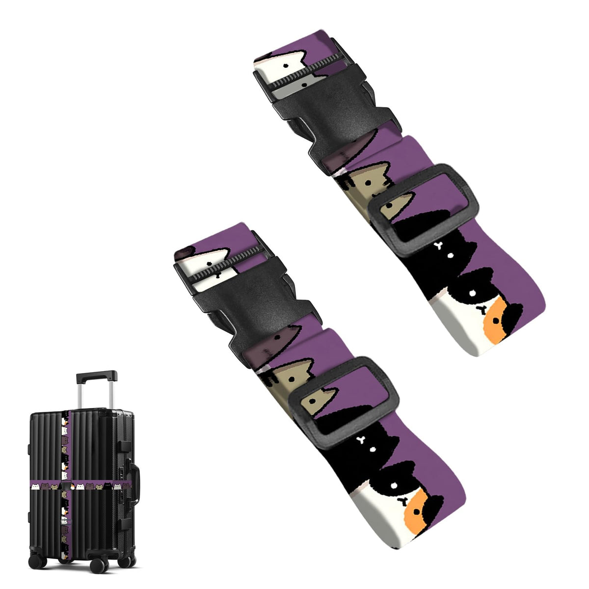 Nuxovilar Luggage Straps of 2 Set Blue Gold Fluid Art Pattern 1.96x90.5in
