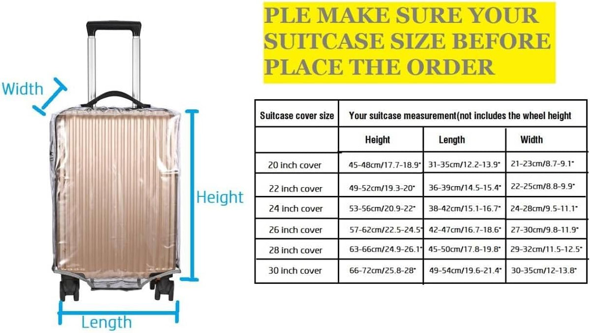 Clear PVC Suitcase Cover Protectors Thicken Luggage Cover Protector Full Transparent Waterproof Wheeled Dustproof Luggage Sleeve Protector 26"