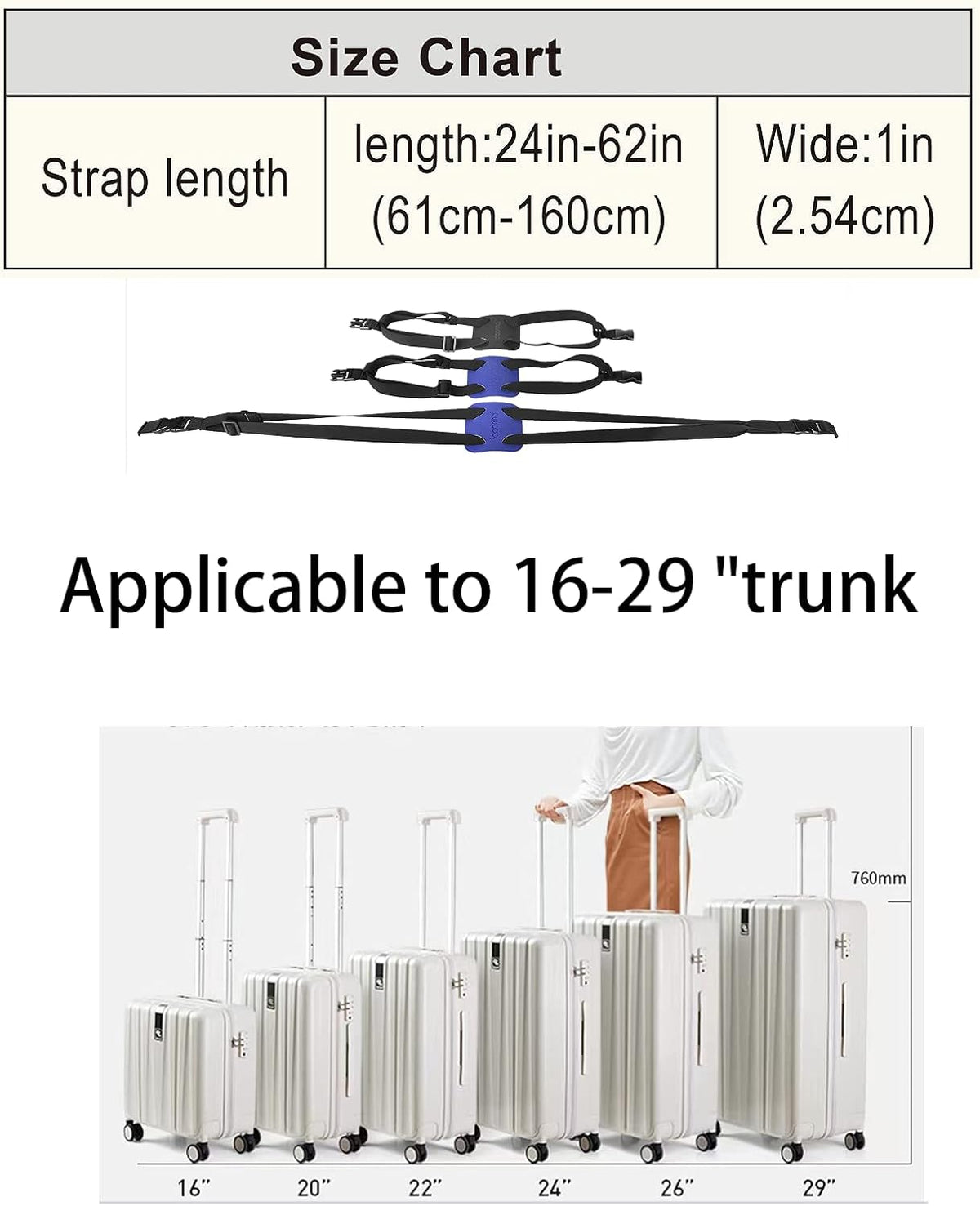 Luggage Straps Bag Bungee, Luggage Straps Suitcase Adjustable Belt,Add a Bag Easy to Travel Suitcase Elastic Strap Belt – (Black)