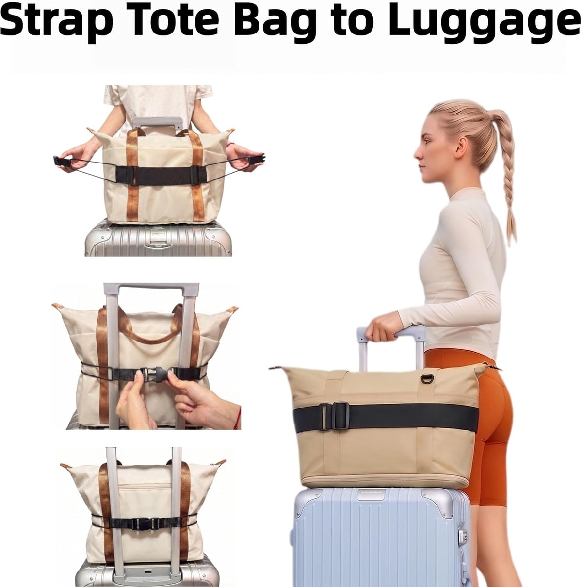 Multi Use Luggage Connector Straps for Suitcases - Adjustable Travel Belt with Secure Buckle to Hold Backpacks Totes and Duffle Bags - Anti Burst Baggage Protection for Rolling Suitcases(2 Pack)