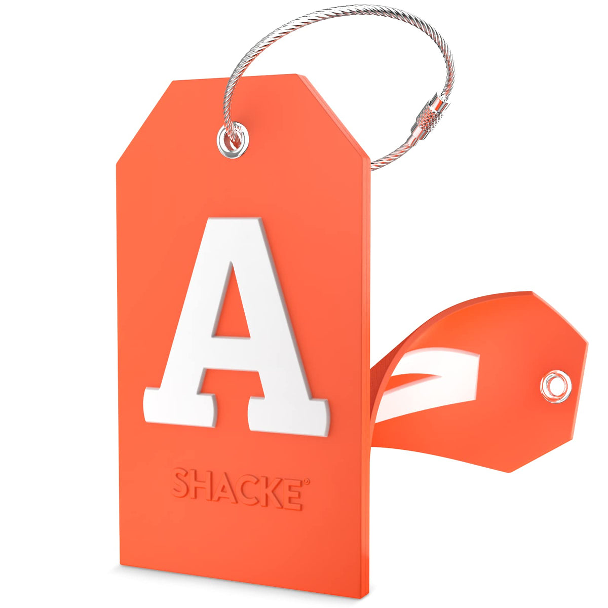 Shacke Initial Luggage Tag with Privacy Cover & Steel Loop (Aqua Teal, P)