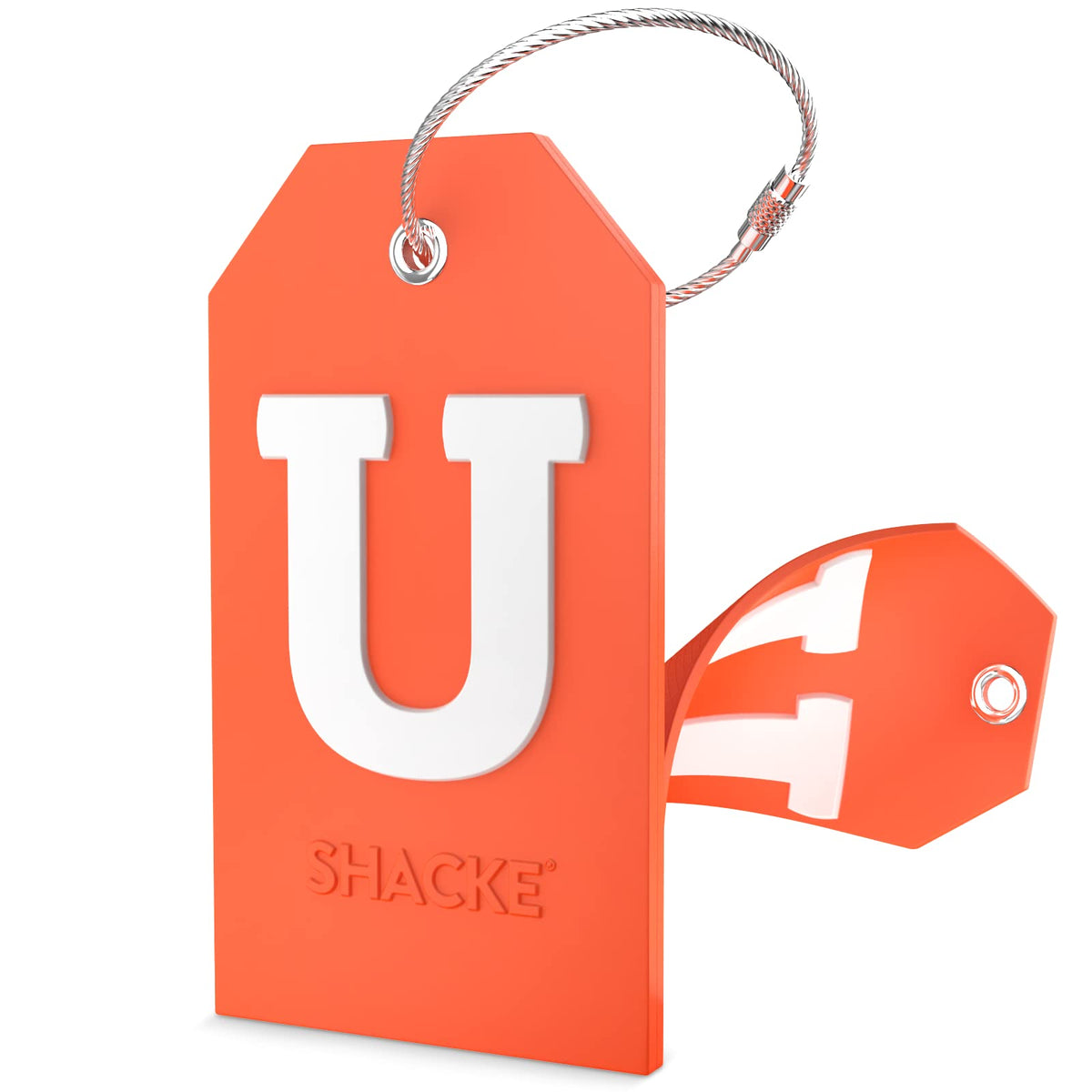 Shacke Initial Luggage Tag with Privacy Cover & Steel Loop (Aqua Teal, P)