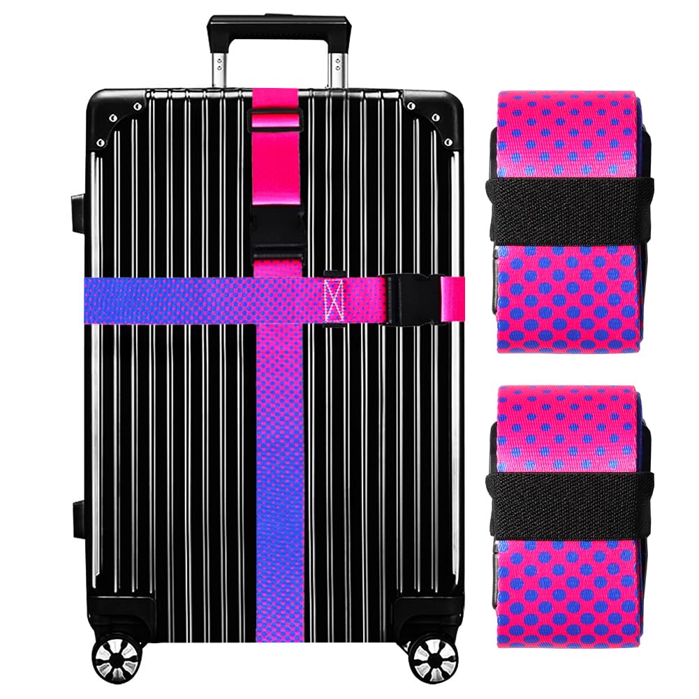 Luggage Straps for Suitcases TSA Approved-2 Pack Bright Personalized Luggage Belt Strap for Suitcase/Carry On Bag Luggage Accessories for Travel (Gradient)
