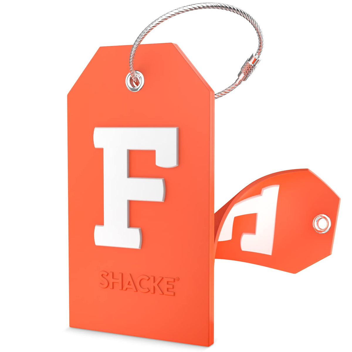 Shacke Initial Luggage Tag with Privacy Cover & Steel Loop (Aqua Teal, P)