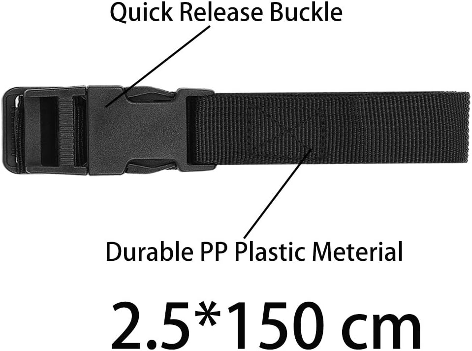 6 Pack Luggage Nylon Straps with Quick Release Buckle Utility Straps for Travel Packing Outdoor Sports, M, Black
