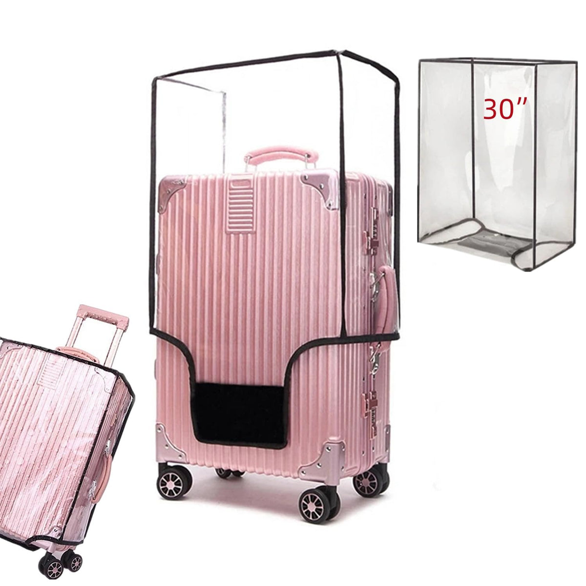 3PCS Clear PVC Luggage Cover Protectors Thicken Transparent Waterproof Suitcase for Travel Airplane 20"+24"+28"