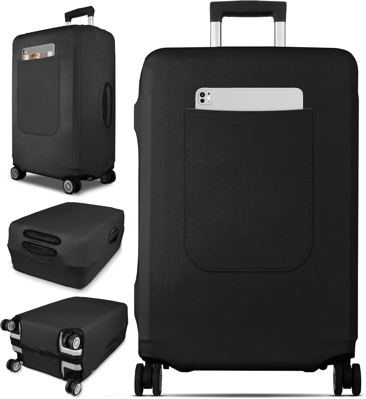 Slohif Luggage Cover for Suitcase Tsa Approved Protector - Luggage Sleeve Suit Case Cover Travel Stretch Large Baggage Case Protective Washable Fit 28-30 Inch Black