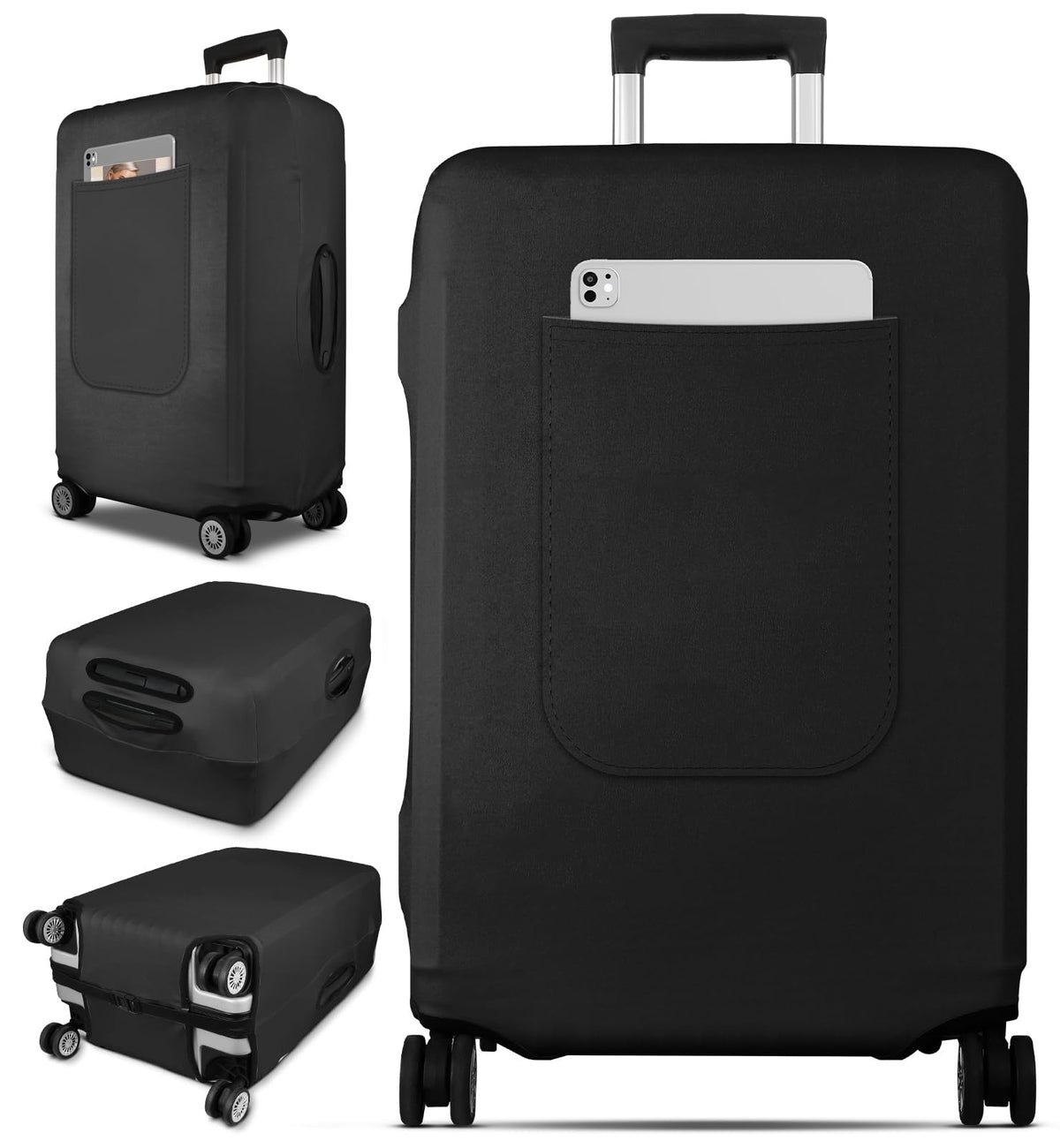 Slohif Luggage Cover for Suitcase Tsa Approved Protector - Luggage Sleeve Suit Case Cover Travel Stretch Large Baggage Case Protective Washable Fit 28-30 Inch Black