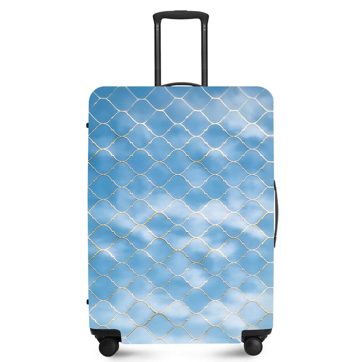 FOREVER QUEEN Blue Gold Luxury Marble Luggage Cover Suitcase Protector Suitcase Cover Anti-Scratch,Stretchable Bag Cover Washable Durable Polyester