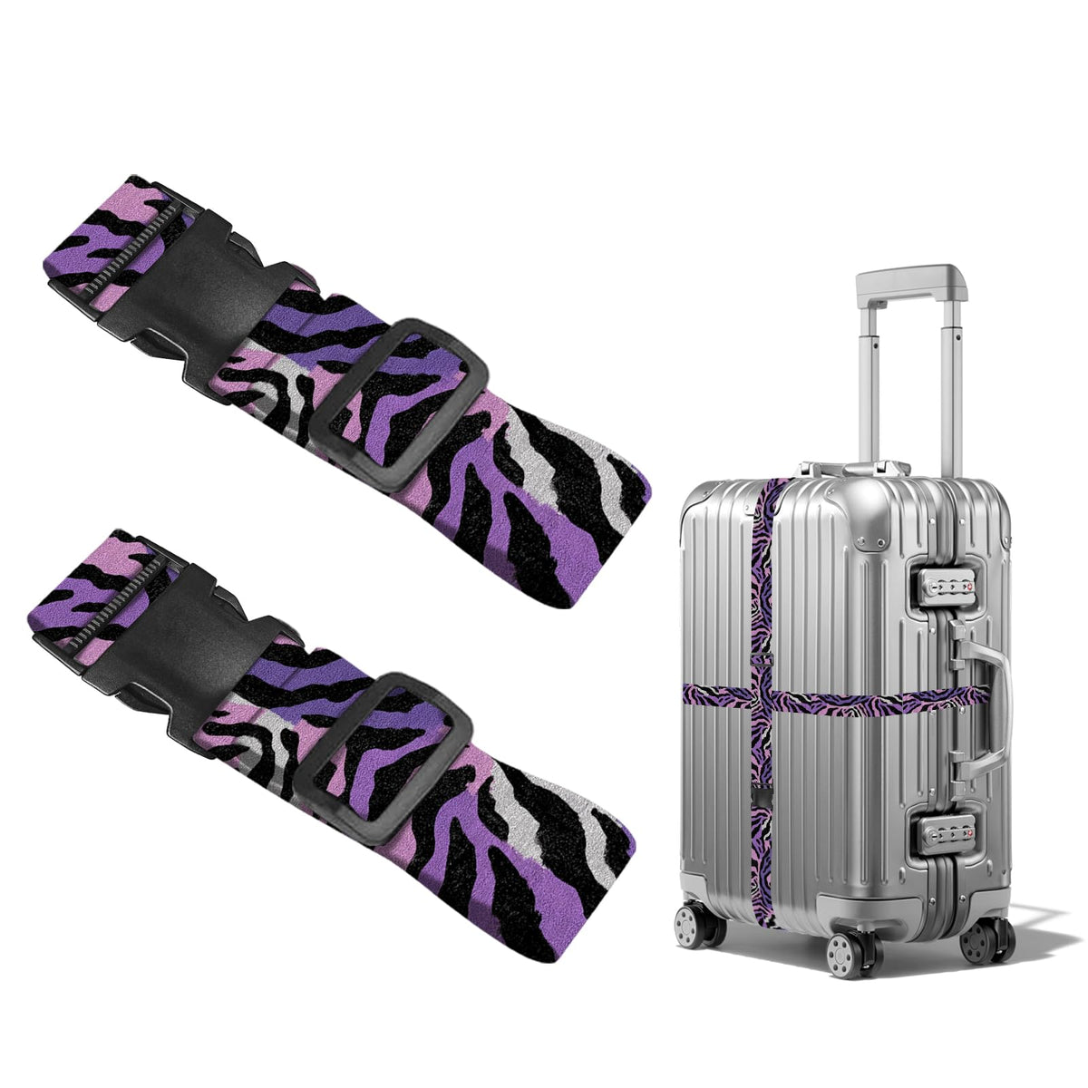 Nuxovilar Luggage Straps of 2 Set Blue Gold Fluid Art Pattern 1.96x90.5in