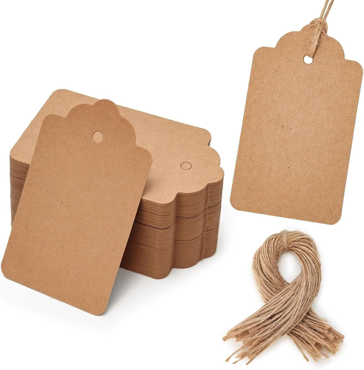 SALLYFASHION 100PCS Gift Tags with String Attached, Kraft Paper Hang Tags