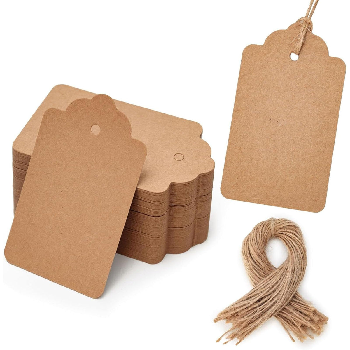 SALLYFASHION 100PCS Gift Tags with String Attached, Kraft Paper Hang Tags
