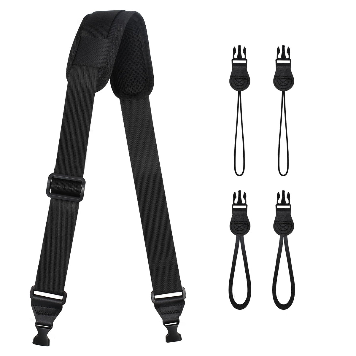 TIMISM Shoulder Strap with Pad, 2 Sets of Quick Release Buckles, Black