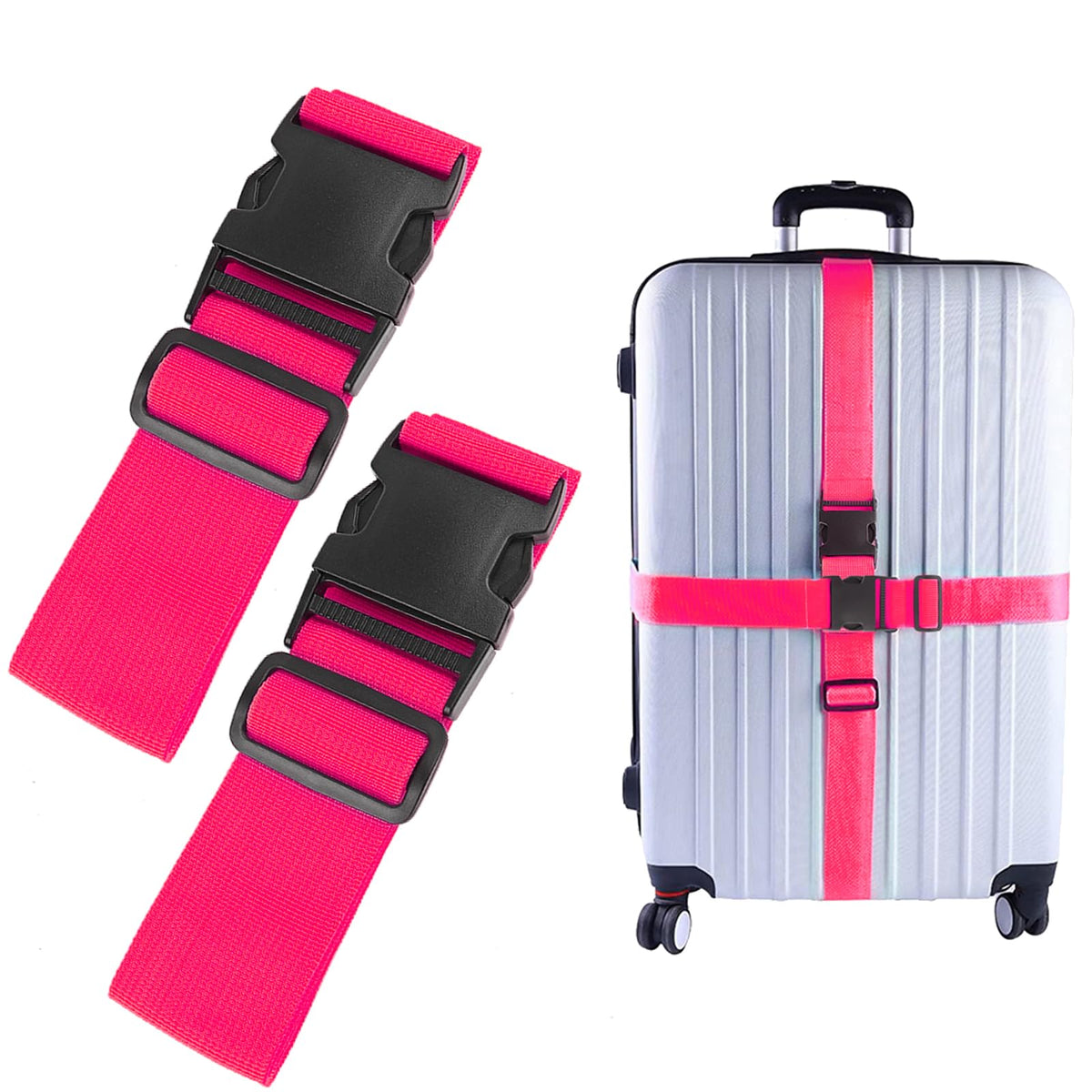 80In Luggage Straps for Suitcase Travel Belt Accessories, 2 Pack Light Blue