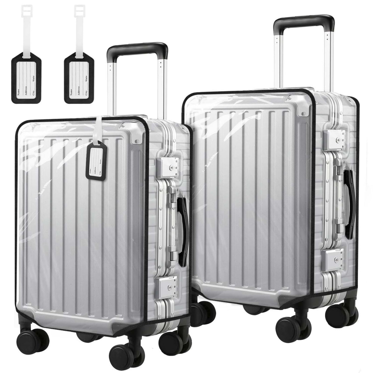 2 Pack 30 Inch Clear PVC Suitcase Cover Protectors Transparent Waterproof Dustproof and Anti-Scratch for Wheeled Luggage Travel
