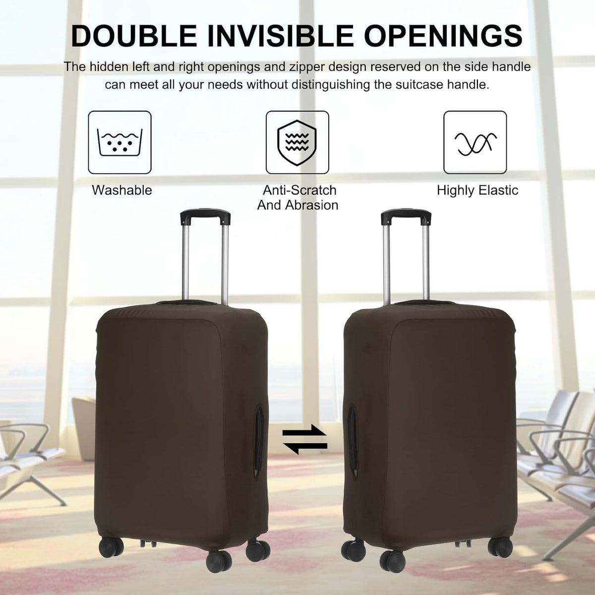 uxcell Travel Luggage Cover, Washable Suitcase Covers for Luggage Anti-scratch Suitcase Protector Elastic Baggage Protective, Fits 18-21 Inch Suit Case, Dark Brown