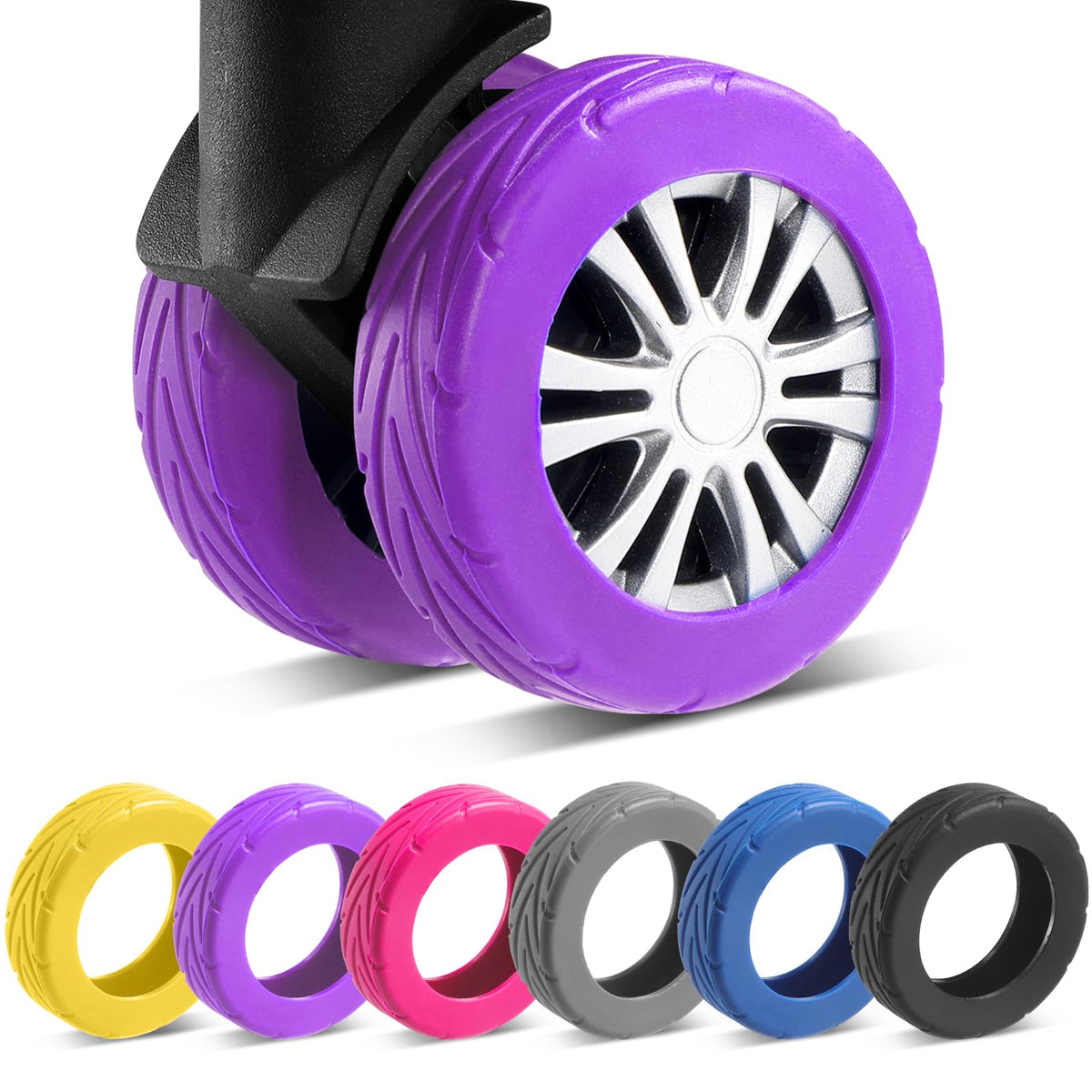 8Pcs Upgrade Luggage Wheel Covers, Travel Accessories (Black)