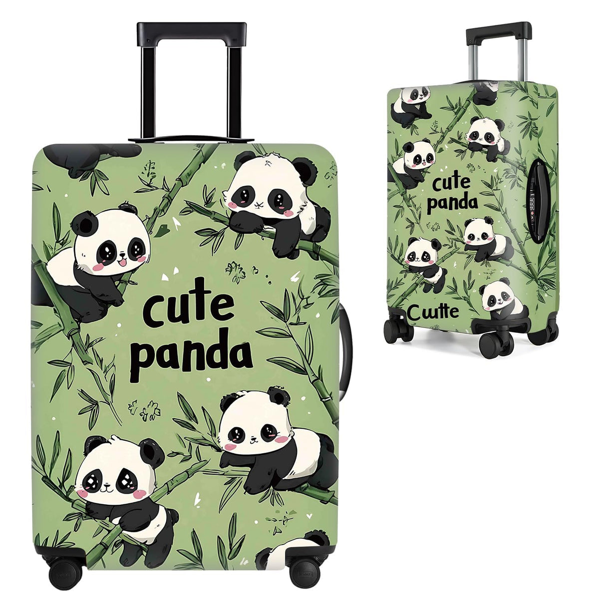 Cute Panda Luggage Cover – Bamboo Climbing Panda Suitcase Protector, Stretchable & Waterproof Travel Luggage Sleeve,M