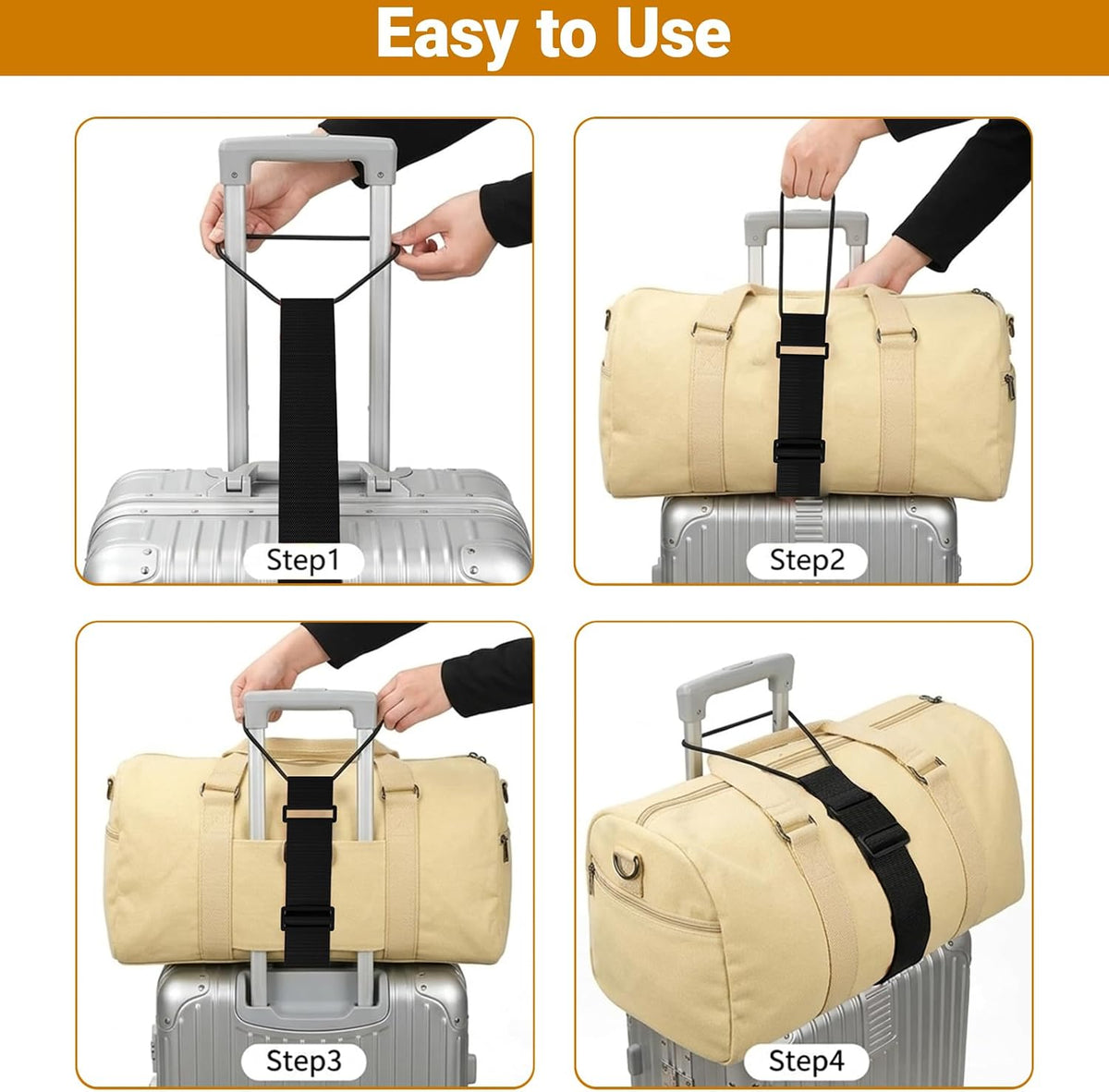2 Pcs Luggage Connector Straps Bungee for Carry on Bag & Multiple Suitcases