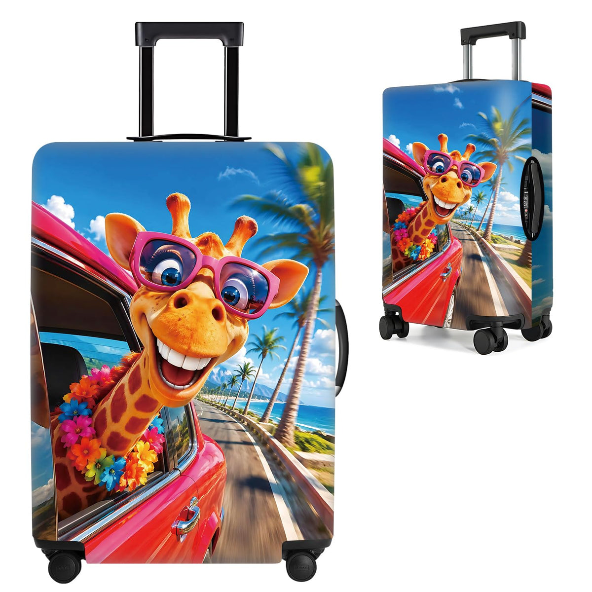 Cute Panda Luggage Cover – Bamboo Climbing Panda Suitcase Protector, Stretchable & Waterproof Travel Luggage Sleeve,M