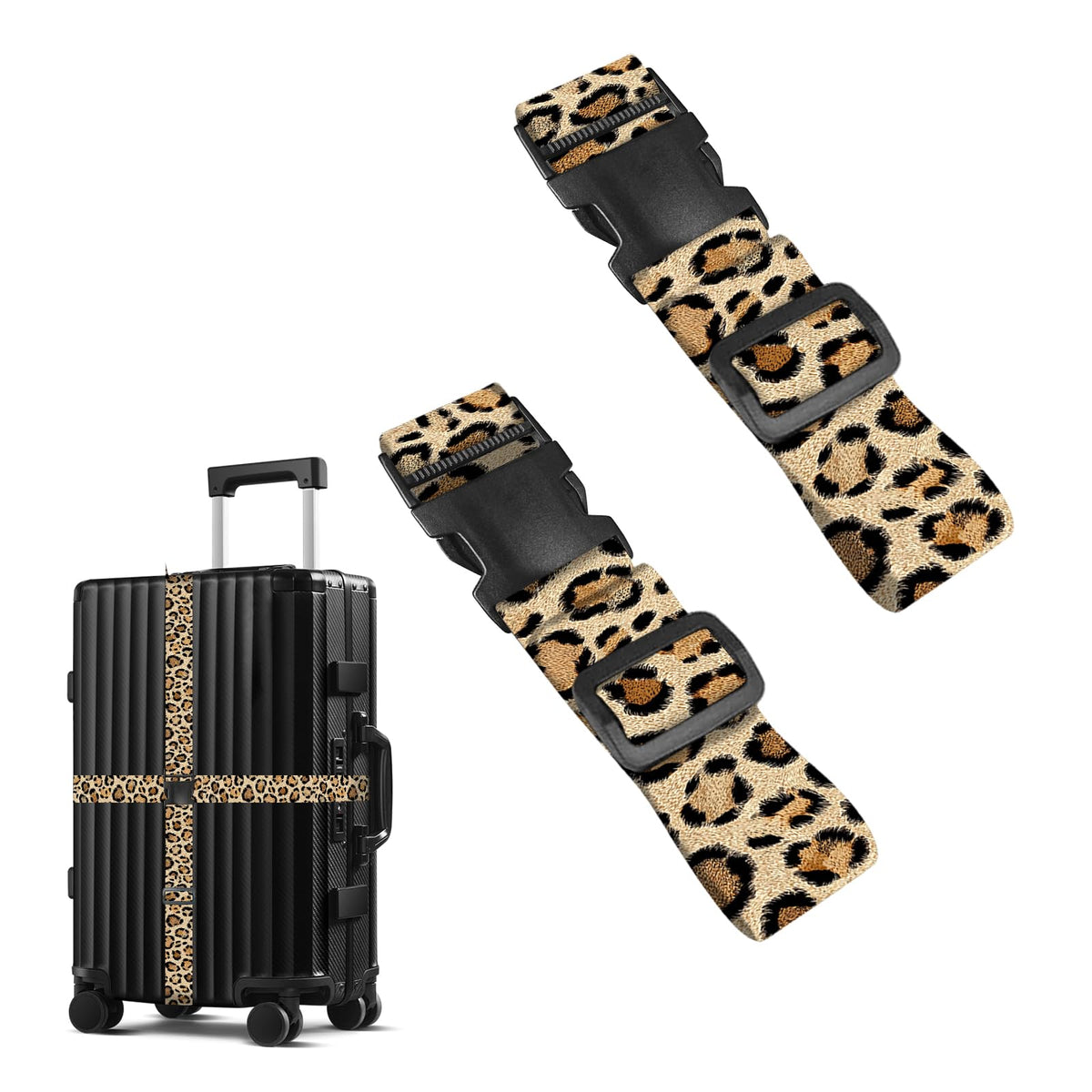 Nuxovilar Luggage Straps of 2 Set Blue Gold Fluid Art Pattern 1.96x90.5in