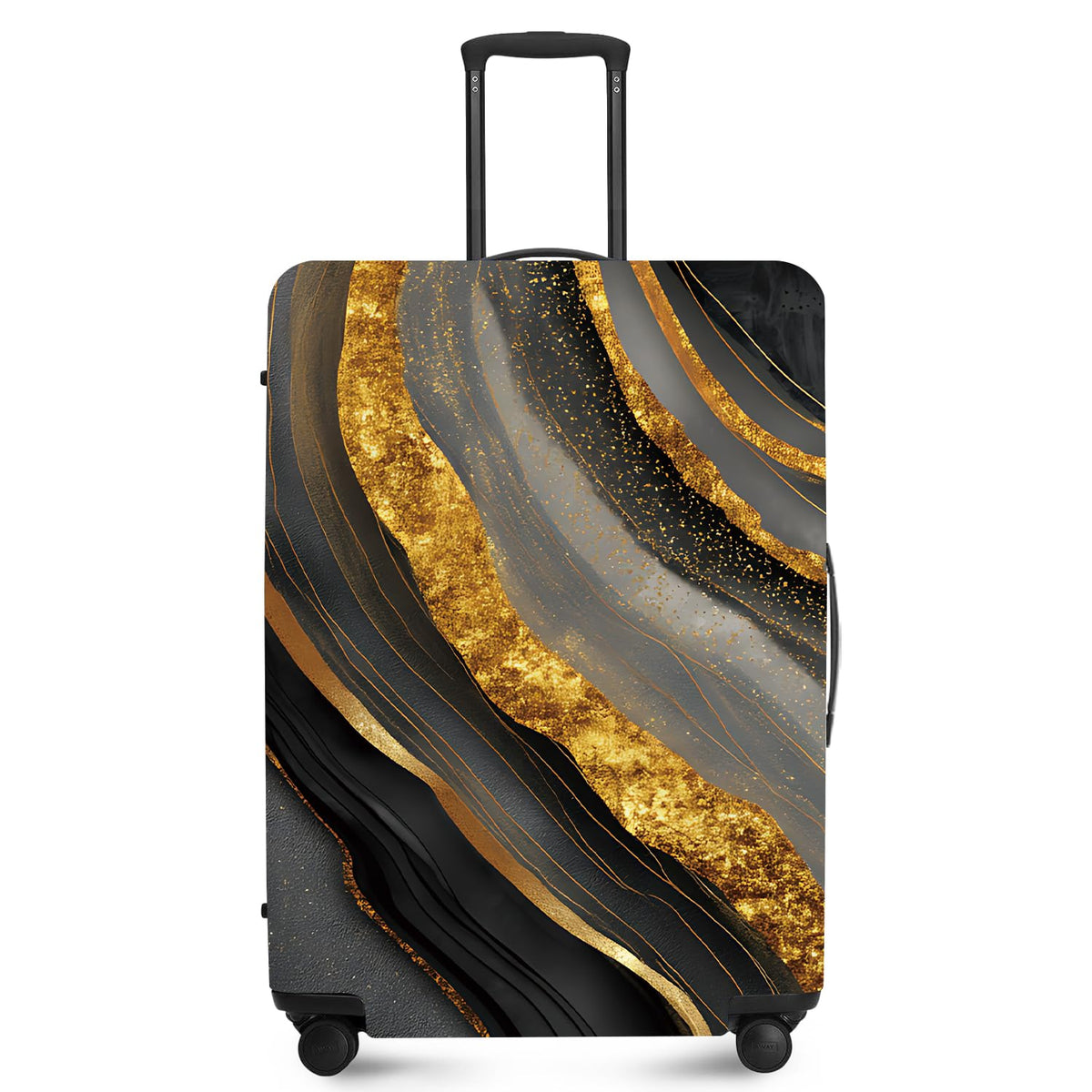 FOREVER QUEEN Blue Gold Luxury Marble Luggage Cover Suitcase Protector Suitcase Cover Anti-Scratch,Stretchable Bag Cover Washable Durable Polyester